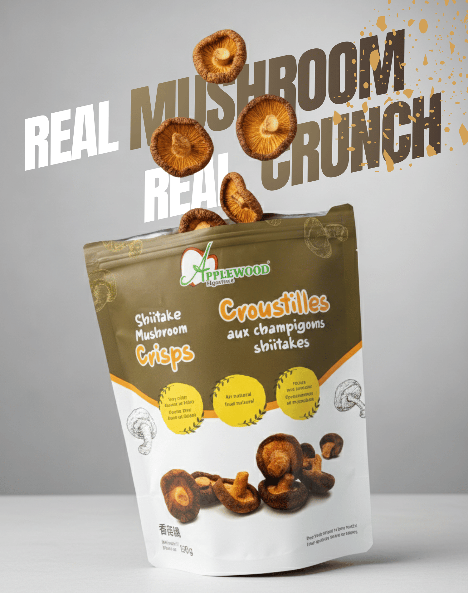 Applewood Signature Okra Crisps in branded resealable pouch