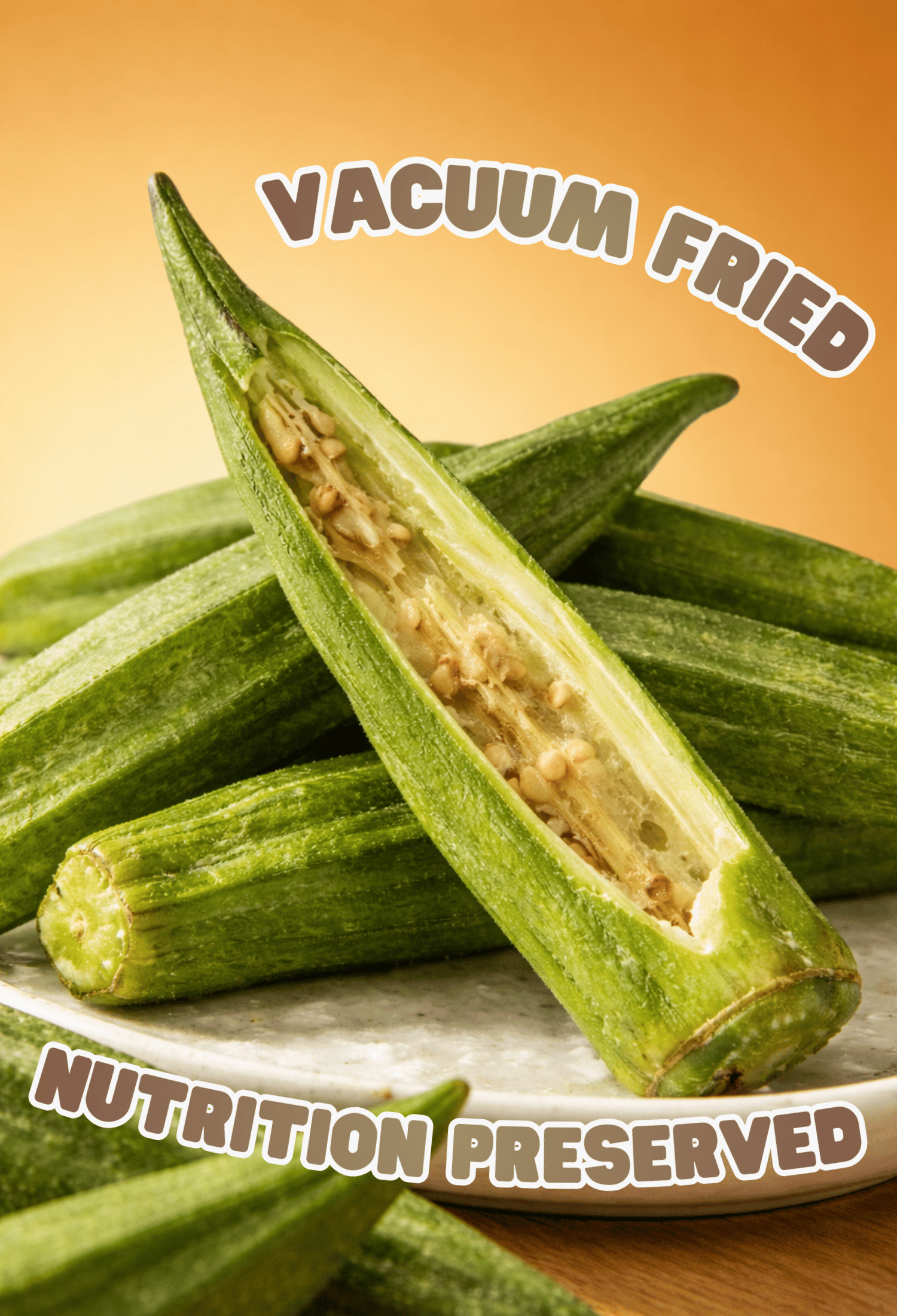 Applewood Signature Okra Crisps in branded resealable pouch