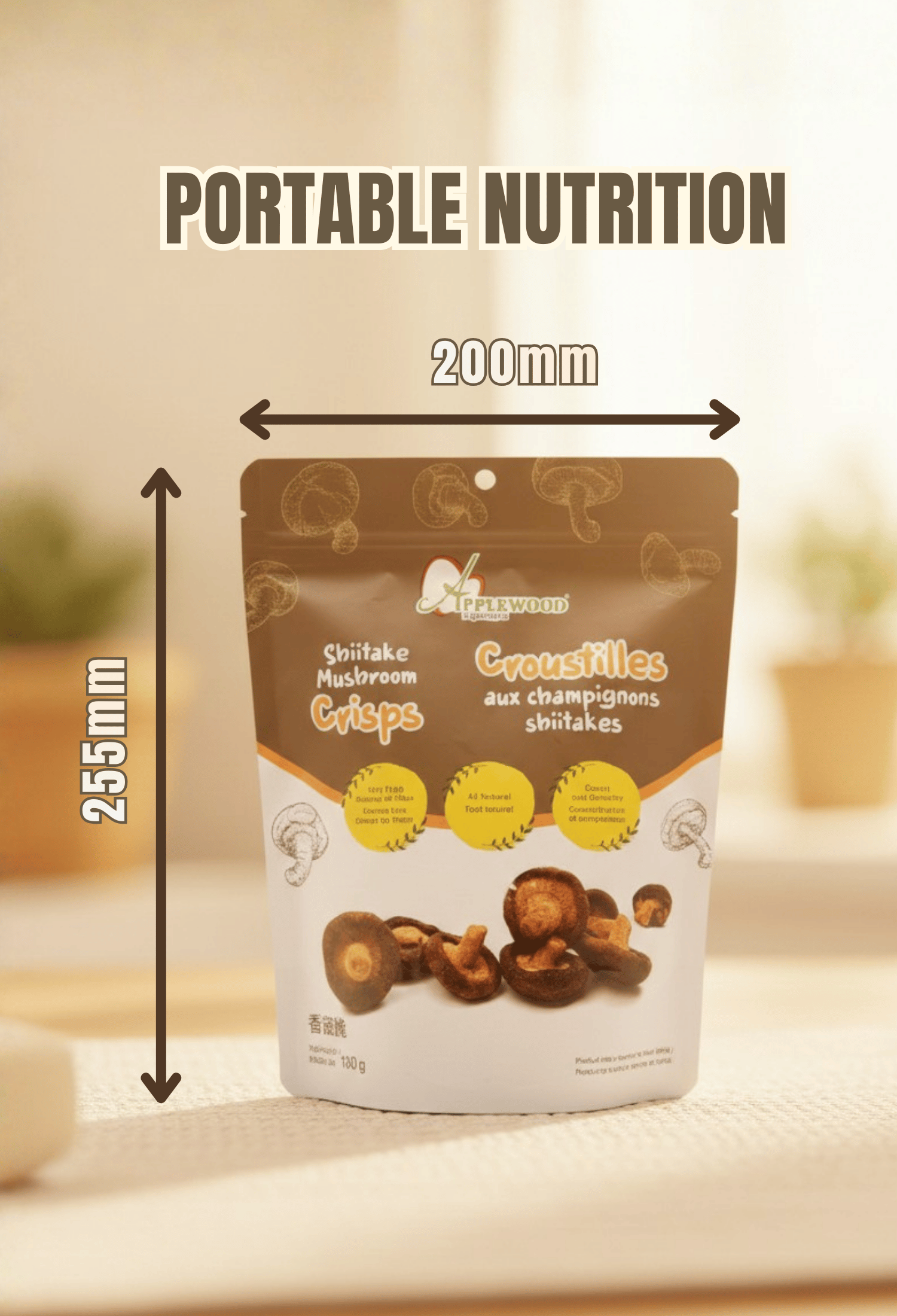 Applewood Signature Okra Crisps in branded resealable pouch