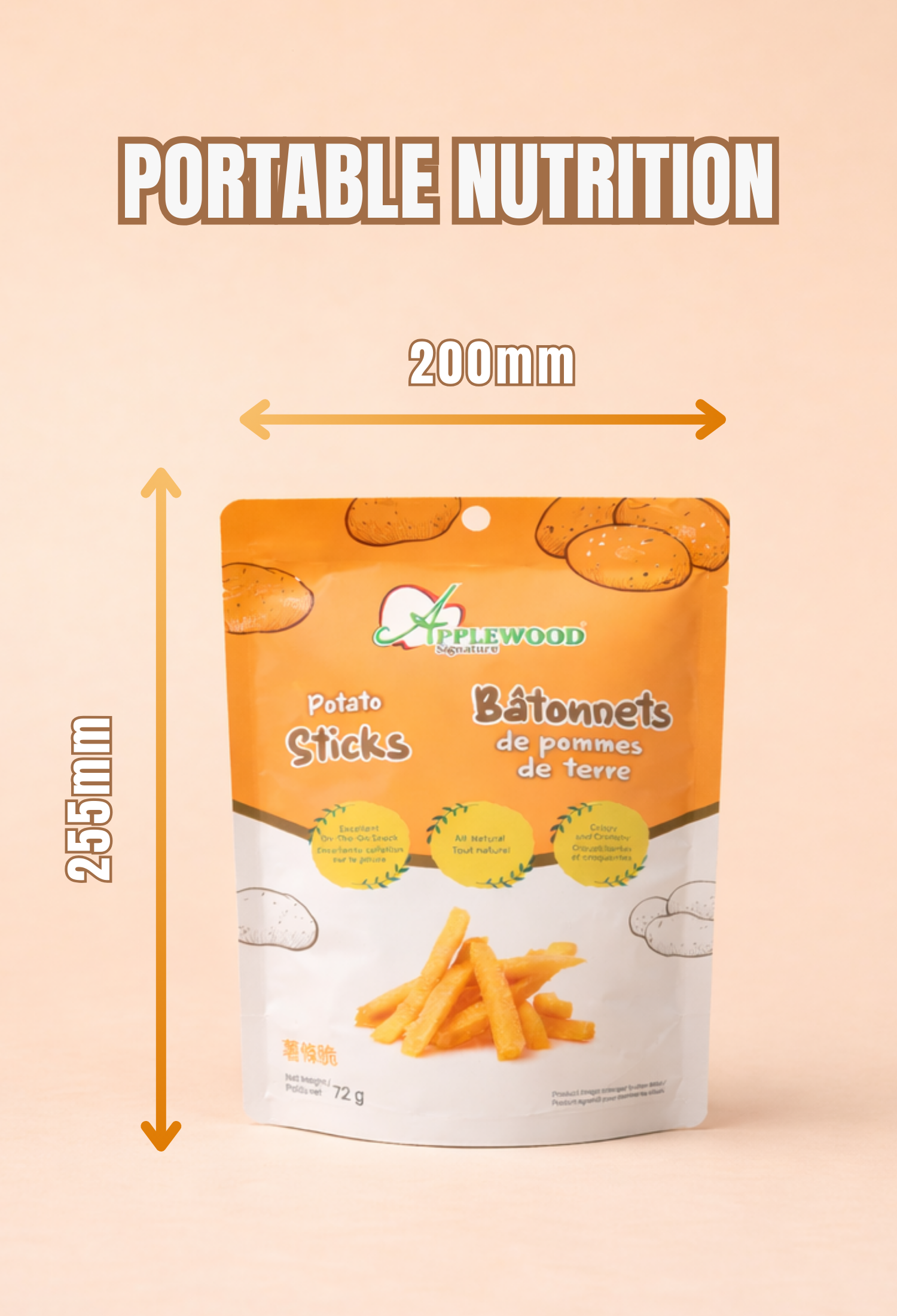 Applewood Signature Potato Sticks in branded resealable pouch